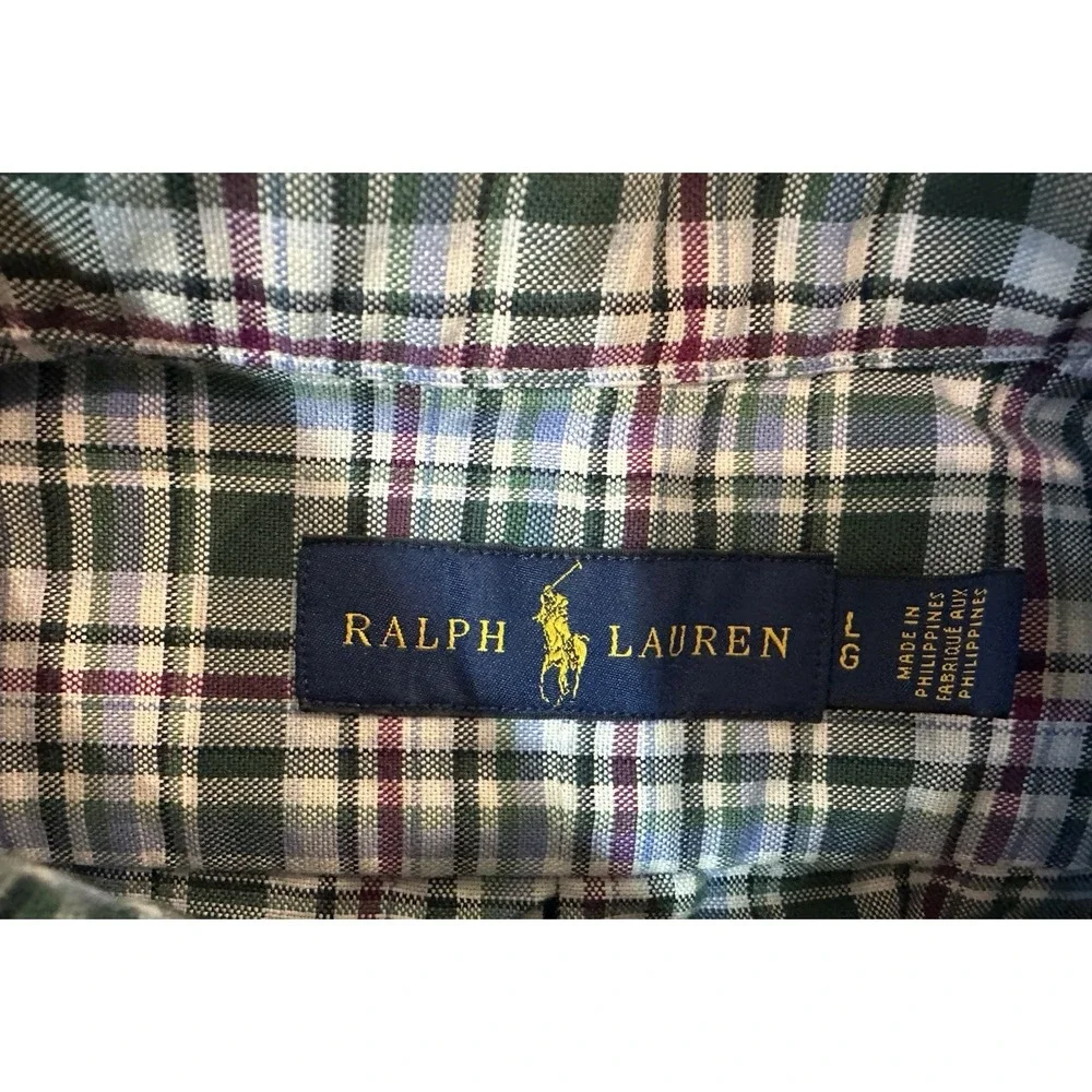 Ralph Lauren Mens Long Sleeve 100% Cotton Button Down Shirt‎ Size L